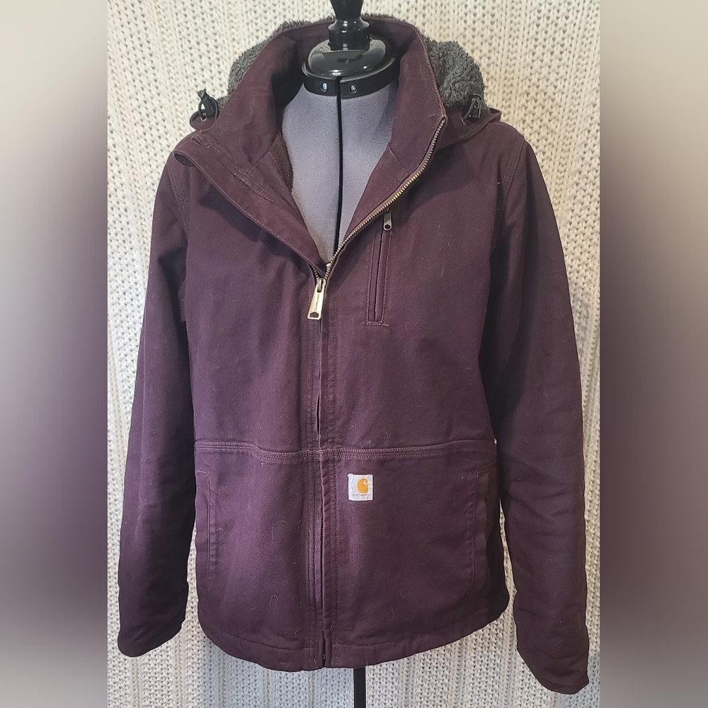 Carhartt Full Swing purple women's warm chore jacket size large detachable hood